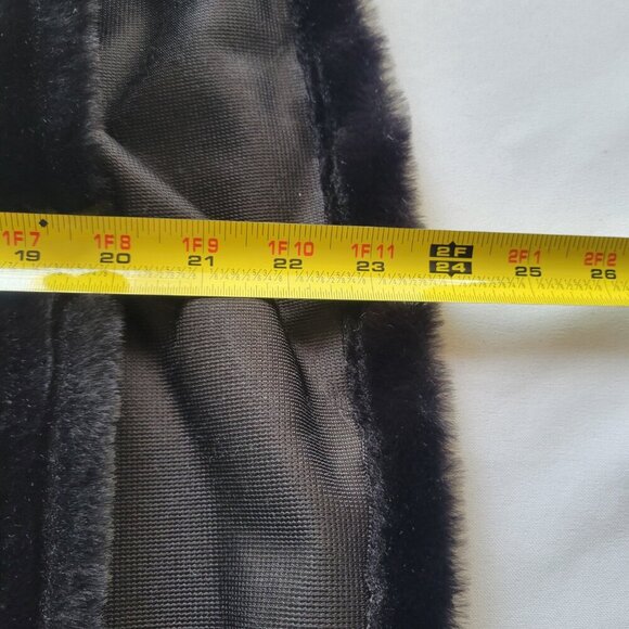 Vintage Concepts Faux Fur Poncho Cape Coat–Plush Ribbed Design, Black (Size M - Picture 12 of 12